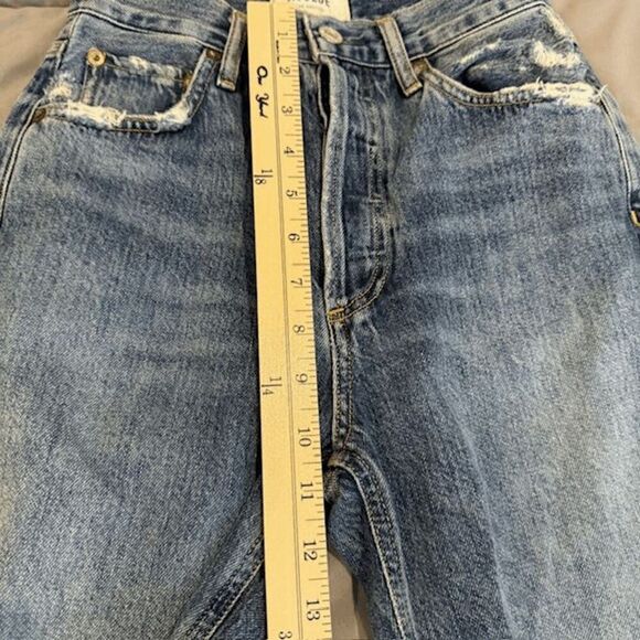 AGOLDE Riley High Rise Cropped Straight Jeans Button Fly Light Distress Size 23 - Picture 11 of 14